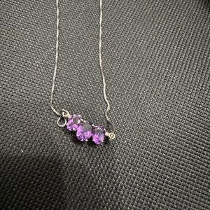 Beautiful sterling silver necklace with purple stones